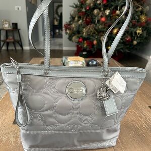 Coach Metallic Silver Tote Bag